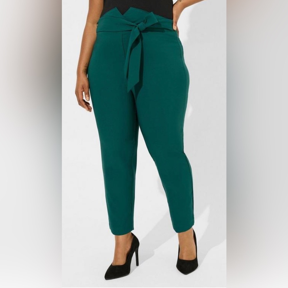 Tie Front Skinny Crepe High Rise Pant